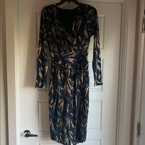Rachel Roy Navy and Gold Wrap Dress